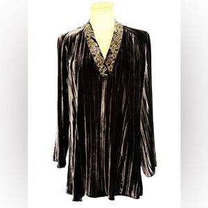 CHICO’S • WOMEN’S TUNIC TOP • SILK/RAYON VELVET